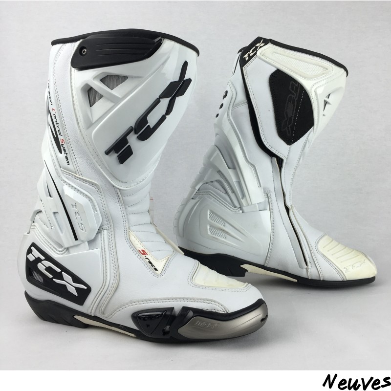 botte moto blanche