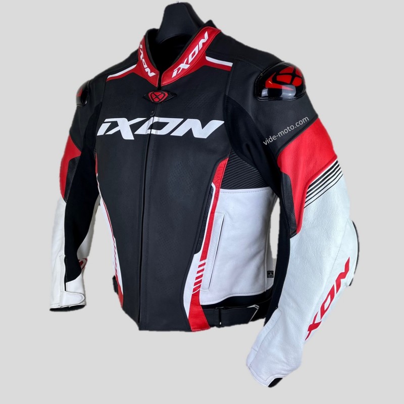 Blouson Vortex 2 Jacket IXON Noir/Blanc/Rouge - , Blouson moto  cuir